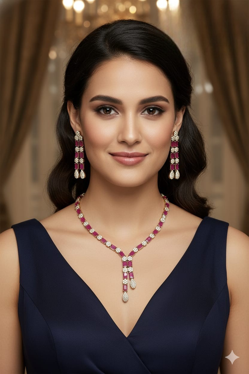 AD Jewellery Necklace Set – Statement Necklace for Women | Indian Jewellery Online