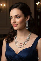Bridal American Diamond Floral Necklace Set with Earrings | Elegant Indian Jewellery Set | Traditional Indian Bridal Necklace & Earring Set for Wedding & Party Wear
