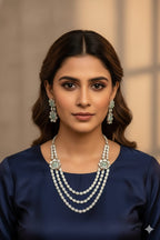 Bridal American Diamond Floral Necklace Set with Earrings | Elegant Indian Jewellery Set | Traditional Indian Bridal Necklace & Earring Set for Wedding & Party Wear
