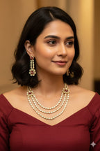 Bridal American Diamond Floral Necklace Set with Earrings | Elegant Indian Jewellery Set | Traditional Indian Bridal Necklace & Earring Set for Wedding & Party Wear