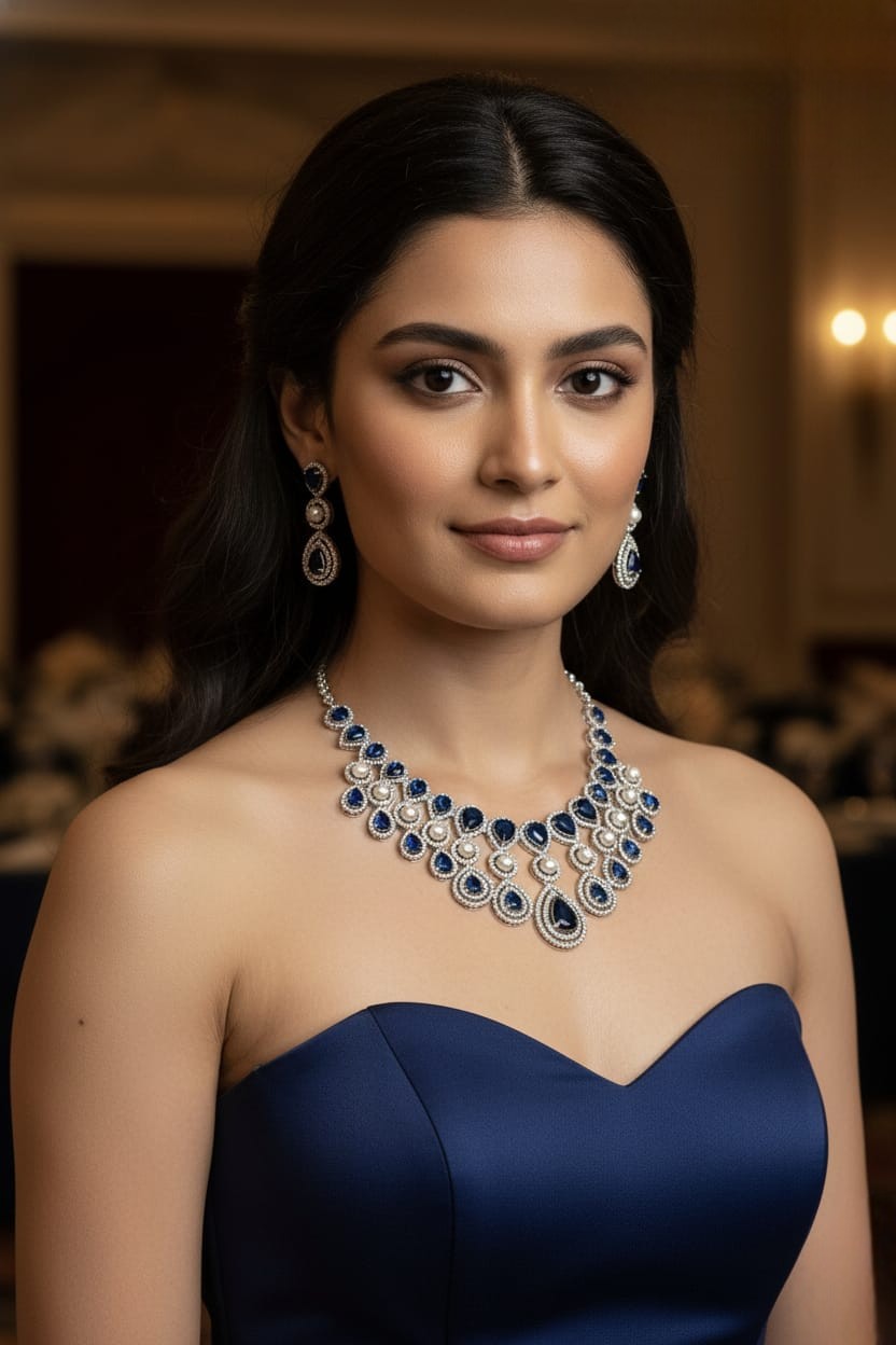 Bridal Pearl Beaded Jewellery Set | Kundan Teardrop Necklace Set with Earrings | Traditional Indian Bridal Jewellery Set | Elegant Indian Wedding Jewellery