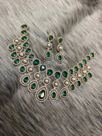 Bridal Pearl Beaded Jewellery Set | Kundan Teardrop Necklace Set with Earrings | Traditional Indian Bridal Jewellery Set | Elegant Indian Wedding Jewellery