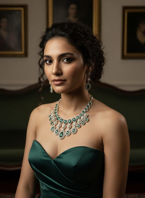 Bridal Pearl Beaded Jewellery Set | Kundan Teardrop Necklace Set with Earrings | Traditional Indian Bridal Jewellery Set | Elegant Indian Wedding Jewellery