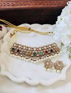 Kundan Pearl Choker Jewellery Set with Earrings – Indian Kundan Polki Jewellery | Libasaa Traditional Indian Jewellery Collection