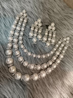 Bridal Pearl Choker Jewellery Set – Indian American Diamond Silver & Golden Jewellery | Libasaa Traditional Indian Bridal Jewellery