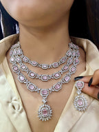Green American Diamond Necklace Set for Brides | Indian Party Wear Jewelry Online