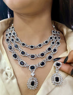 Green American Diamond Necklace Set for Brides | Indian Party Wear Jewelry Online