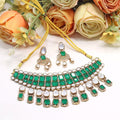 Kundan Stones Bridal Choker Necklace Set | Traditional Kundan Polki Indian Necklace Set | Indian Bridal Jewellery
