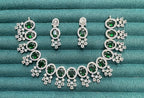 Stone Diamond-Studded Necklace Set with Earrings | Indian Jewellery | Stone Diamond Jewellery | Indian Necklace Set