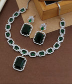 Dual-Tone Green & Pink Stone Diamond Necklace Set with Earrings | Indian Jewellery | Stone Diamond Jewellery | Indian Necklace Set