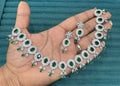 Premium Stone Silver-Plated Necklace Set with Matching Earrings | Indian Jewellery | Stone Jewellery | Indian Necklace Set