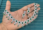 Premium Stone Silver-Plated Necklace Set with Matching Earrings | Indian Jewellery | Stone Jewellery | Indian Necklace Set