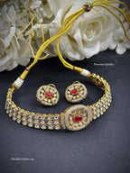 Premium Flexible Kundan Choker Necklace Set with Matching Earrings | Ananya Pandey Bollywood Actress Inspired Indian Jewellery | Luxury Kundan Jewellery Indian Neckles Set