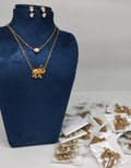 Traditional Elephant Design Gold-Plated Kundan Necklace Set | Indian Jewellery Bridal Necklace Set with Matching Earrings