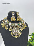 Premium Kundan Polki Bridal Necklace Set with Pearl Jhumka Earrings | Indian Jewellery Necklace Set
