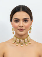 Bridal Kundan Choker Jewellery Set with Matching Earrings | Indian Kundan Necklace Set