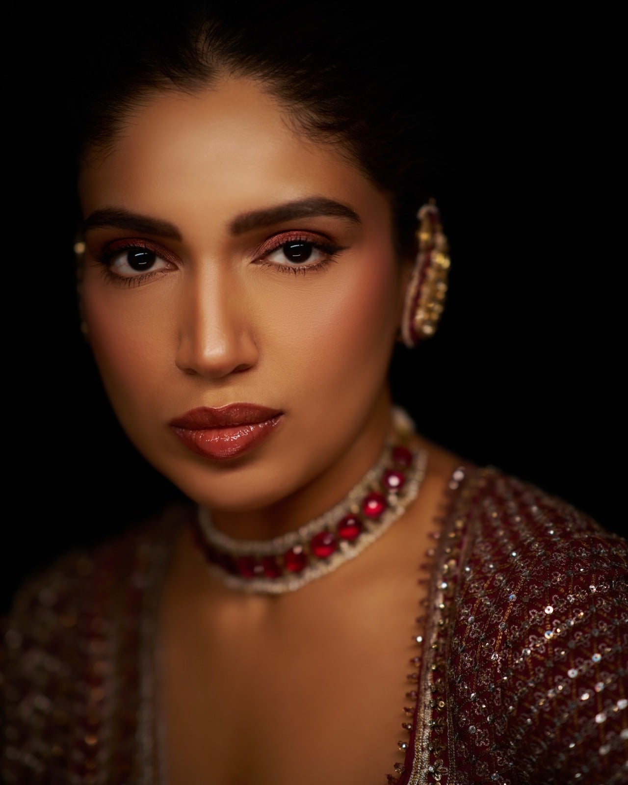 Bhumi Pednekar Inspired Regal Ruby & Emerald Choker Set | Premium Victorian Polki Necklace with Geometric Drop Earrings