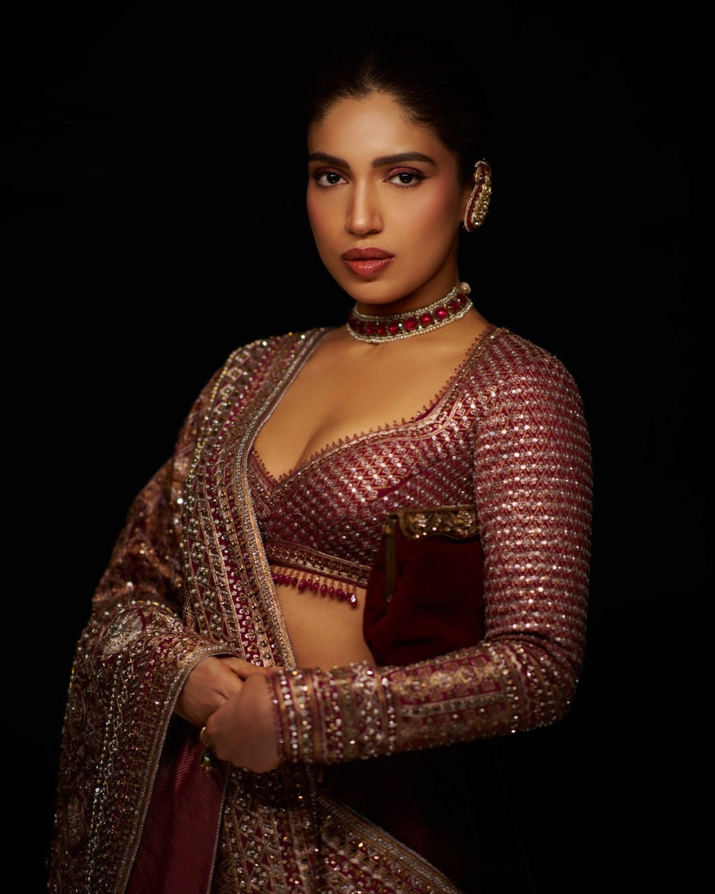Bhumi Pednekar Inspired Regal Ruby & Emerald Choker Set | Premium Victorian Polki Necklace with Geometric Drop Earrings