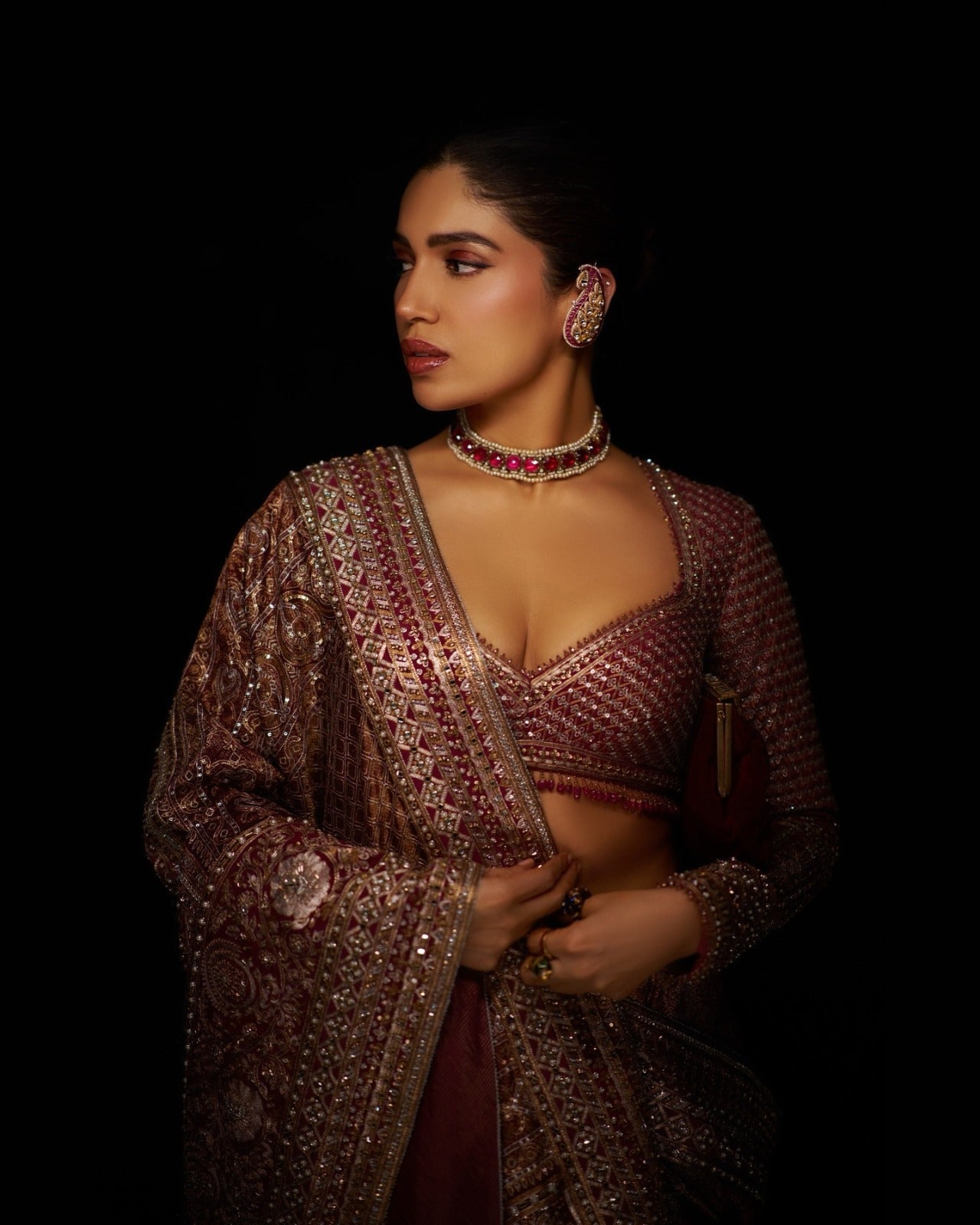 Bhumi Pednekar Inspired Regal Ruby & Emerald Choker Set | Premium Victorian Polki Necklace with Geometric Drop Earrings
