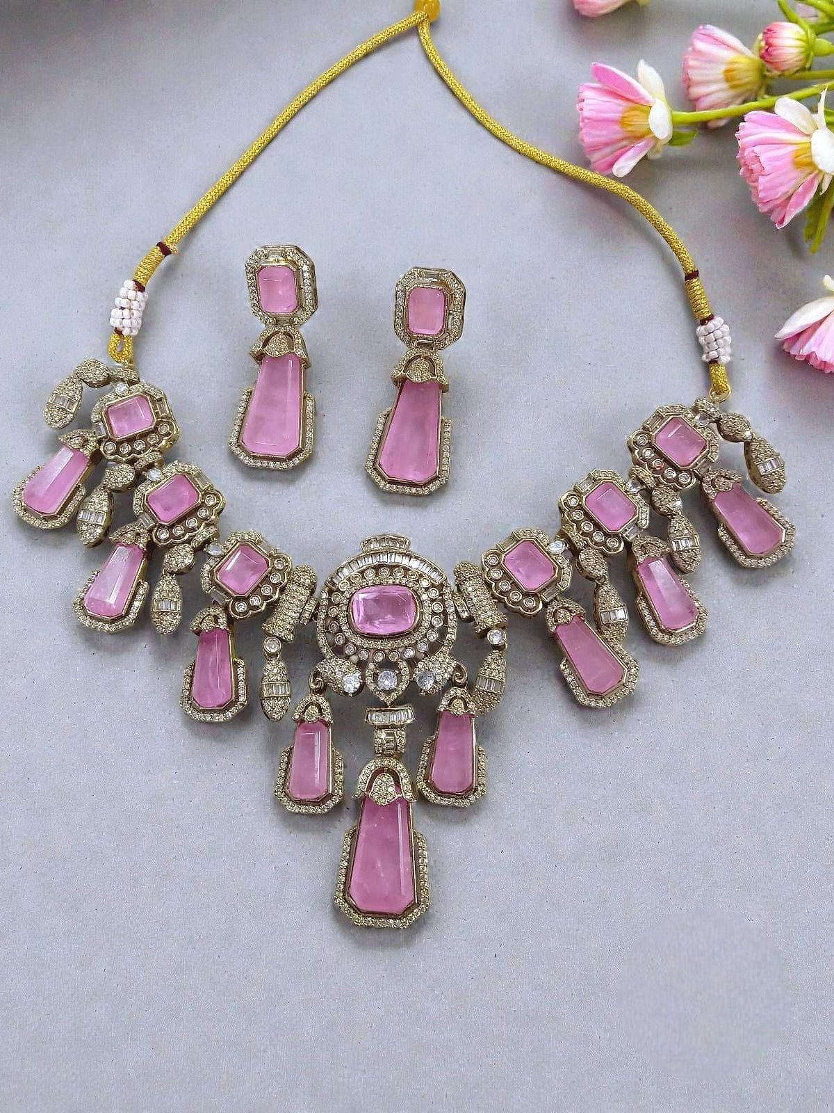 Kundan Necklace Bridal Set with Matching Earrings Beaded Indian Bridal Jewellery Set, Wedding Bridal Necklace Set for Bride