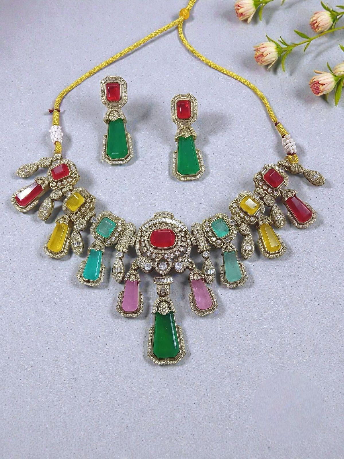Kundan Necklace Bridal Set with Matching Earrings Beaded Indian Bridal Jewellery Set, Wedding Bridal Necklace Set for Bride