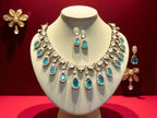 Rose Pink Teardrop Polki Necklace Set with CZ Accents Bridal & Ethnic Glam Jewelry
