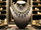 Rose Pink Teardrop Polki Necklace Set with CZ Accents Bridal & Ethnic Glam Jewelry