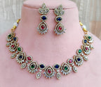 White Stone Necklace Set with Matching Earrings | Indian Jewellery Traditional Stone Indian Necklace Set