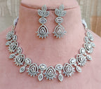 White Stone Necklace Set with Matching Earrings | Indian Jewellery Traditional Stone Indian Necklace Set