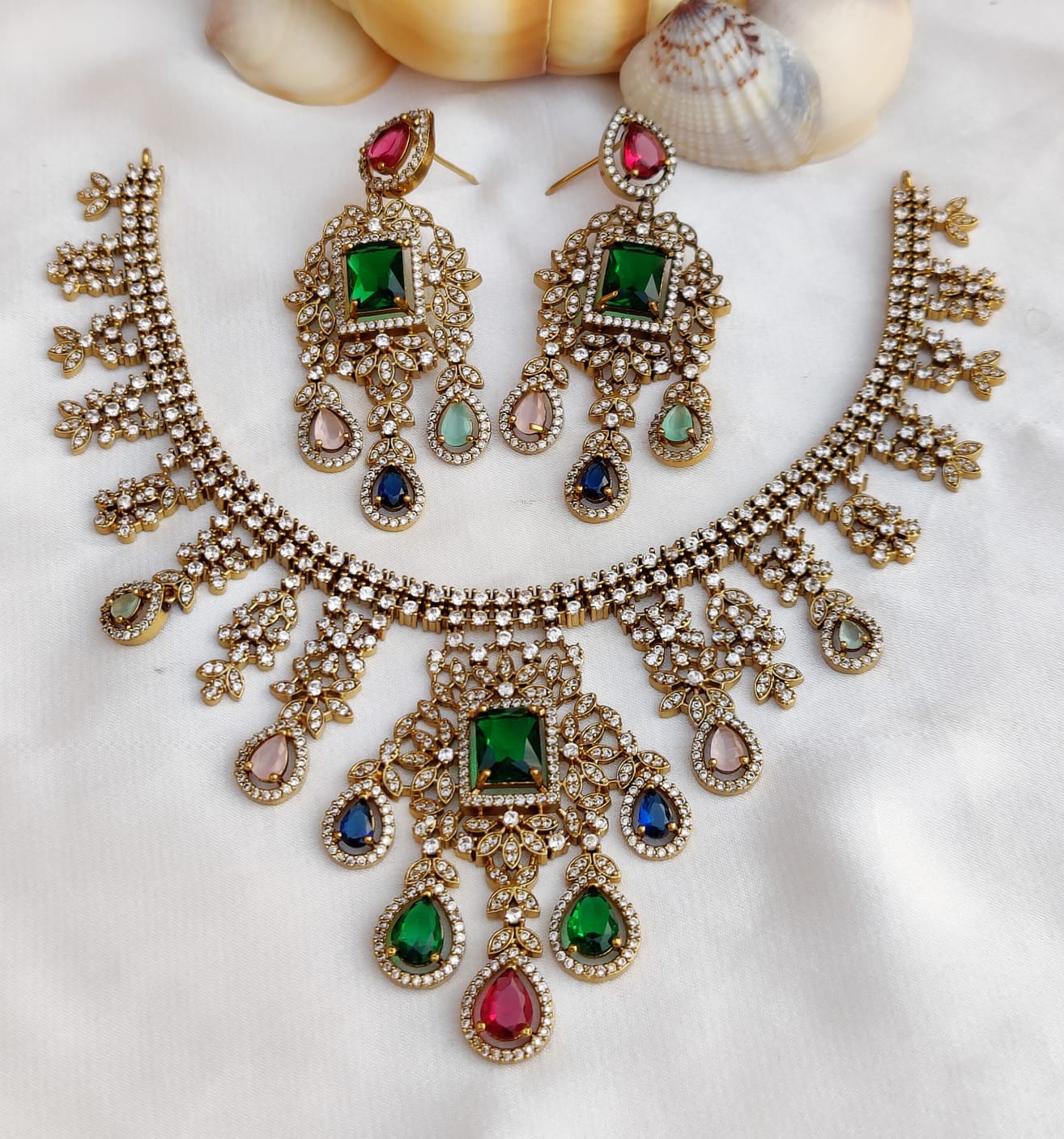 Royal Kundan Style Choker Necklace Set with Matching Earrings | Indian Jewellery Traditional Kundan Indian Necklace Set