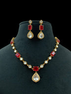 Green Kundan Necklace Set with Earrings | Gold Plated Bridal Jewelry for Women & Girls