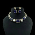 Elegant Blue Stone Necklace Set with Earrings | Designer Party & Wedding Jewelry for Women