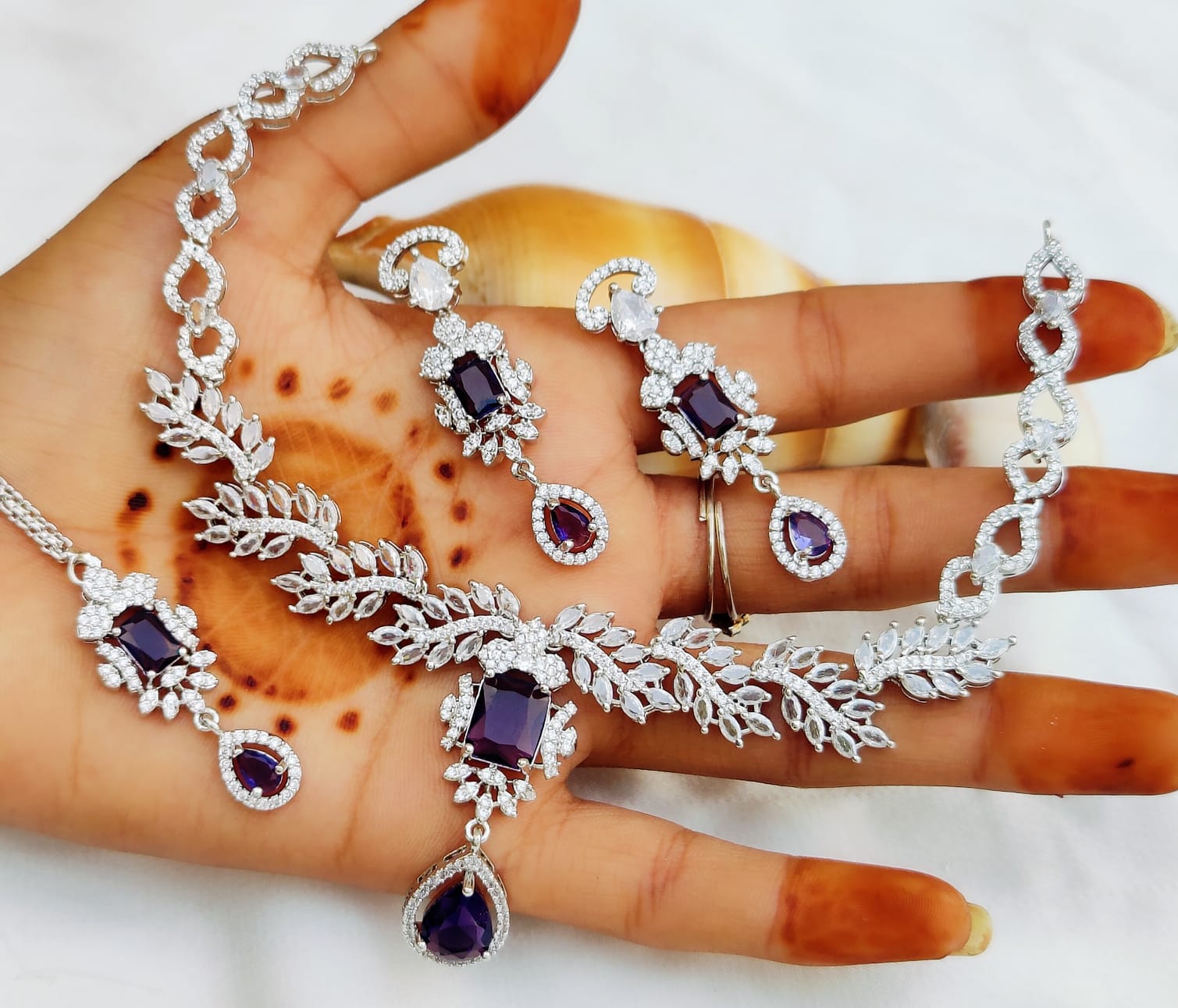 Silver-Plated Necklace Set with Earrings & Maang Tikka | Indian Jewellery | Silver Plated Jewellery | Indian Necklace Set