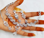 Silver-Plated Necklace Set with Earrings & Maang Tikka | Indian Jewellery | Silver Plated Jewellery | Indian Necklace Set