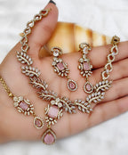 Gold-Plated Stone Necklace Set with Earrings & Maang Tikka | Indian Jewellery | Indian Necklace Set