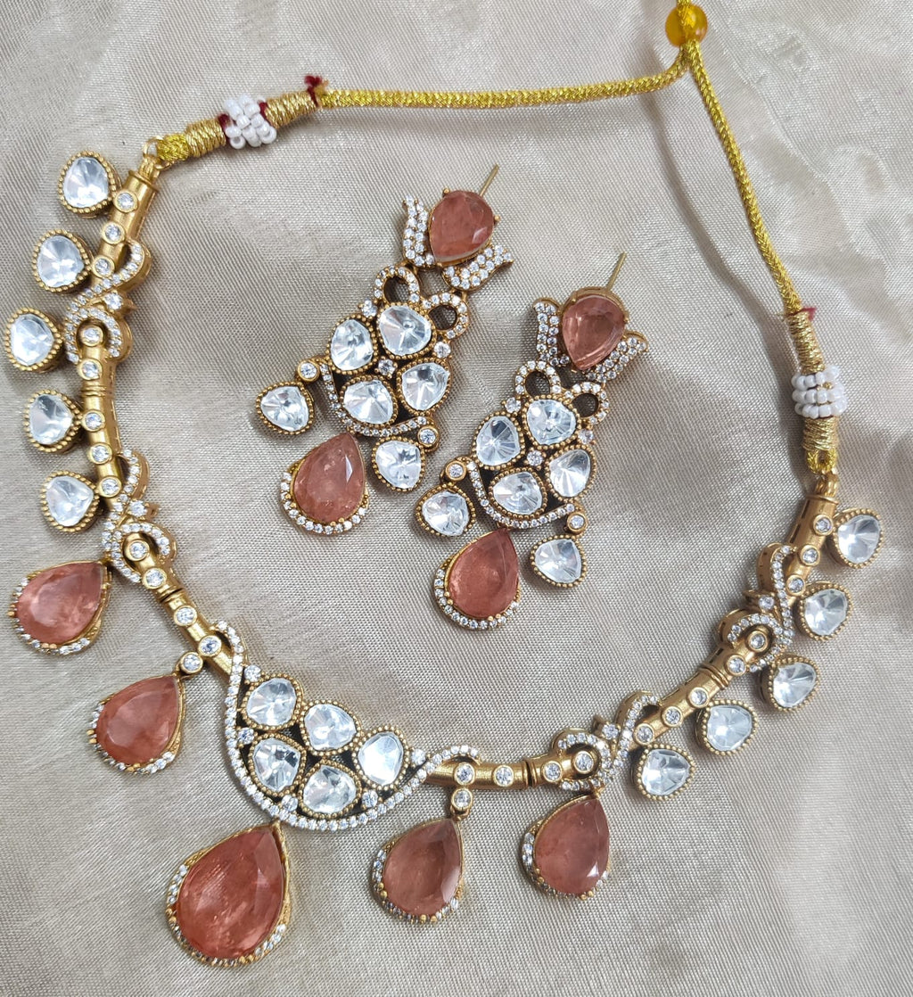 Jaipuri Traditional American Diamond Choker Earrings Set | Kundan Jewelry | AD Jewelry | Indian Jewelry | Traditional Jewelry
