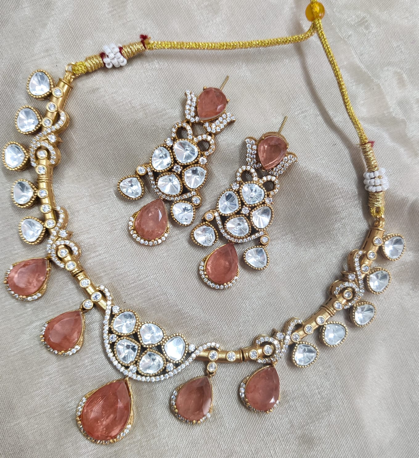 Jaipuri Traditional American Diamond Choker Earrings Set | Kundan Jewelry | AD Jewelry | Indian Jewelry | Traditional Jewelry