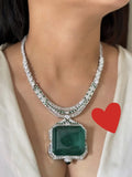 Priyanka Chopra Inspired Polki Silver Plated Necklace Earring Set For Wedding