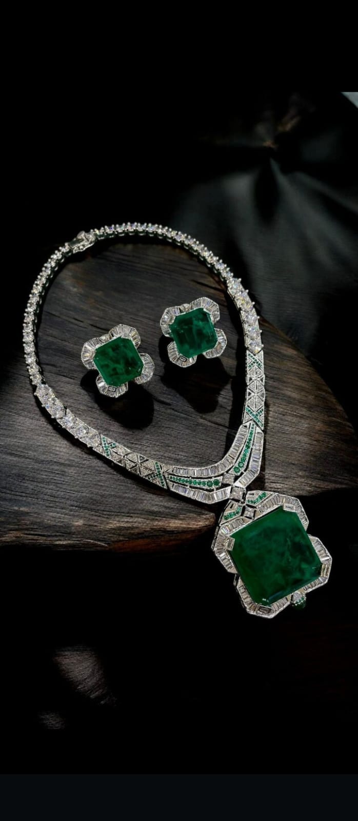 Priyanka Chopra Inspired Polki Silver Plated Necklace Earring Set For Wedding