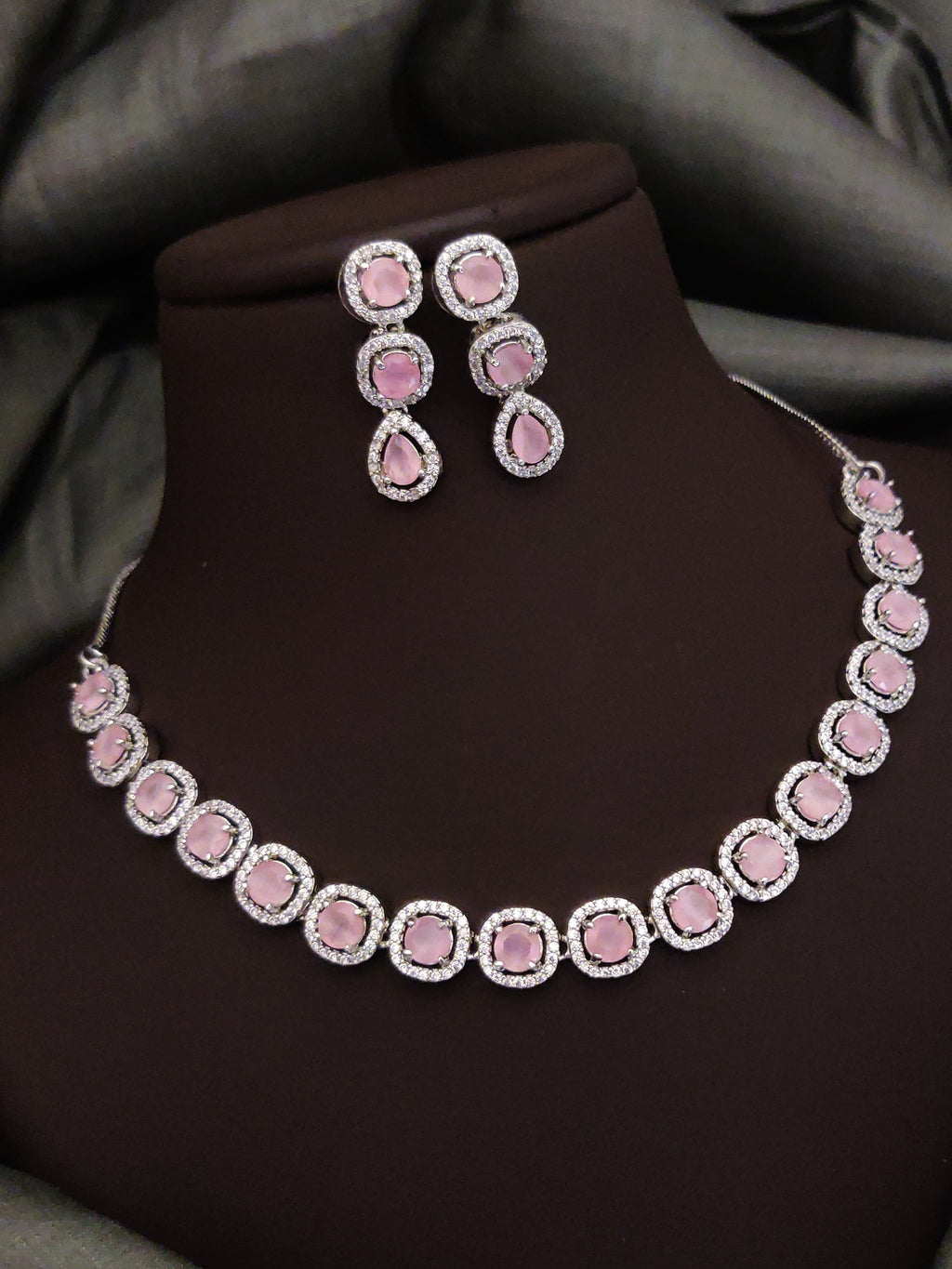 Bridal Silver Plated CZ Choker Earrings Set | Kundan Jewelry | AD Jewelry | Pakistani Choker Set | Traditional Jewelry