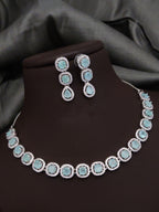 Bridal Silver Plated CZ Choker Earrings Set | Kundan Jewelry | AD Jewelry | Pakistani Choker Set | Traditional Jewelry