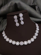 Bridal Silver Plated CZ Choker Earrings Set | Kundan Jewelry | AD Jewelry | Pakistani Choker Set | Traditional Jewelry