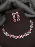 Bridal Silver Plated CZ Choker Earrings Set | Kundan Jewelry | AD Jewelry | Pakistani Choker Set | Traditional Jewelry