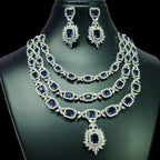 Triple Layer CZ Kundan Necklace Earrings Set | Kundan Jewelry | AD Jewelry | Indian Jewelry | Traditional Jewelry