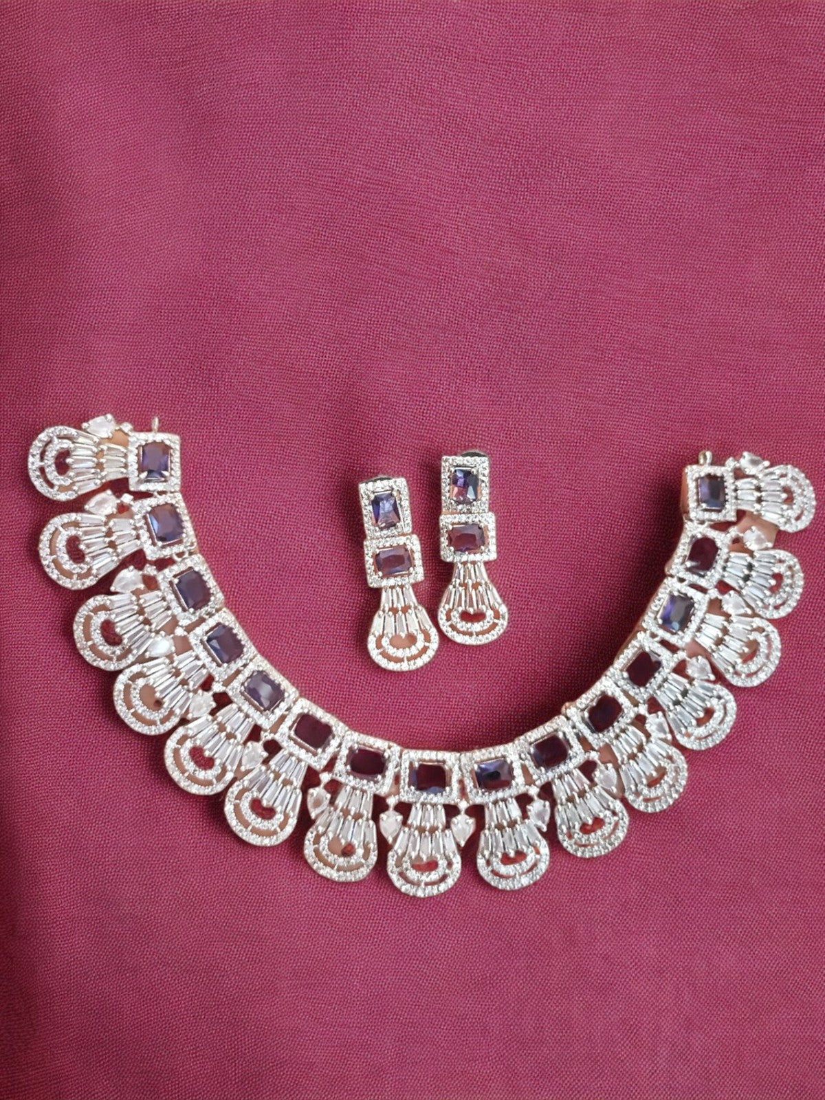 Bollywoof Inspired American Diamond Choker Earrings Set | Kundan Jewelry | AD Jewelry | Indian Jewelry | Traditional Jewelry
