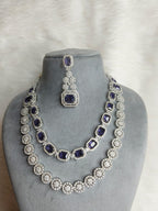 Wedding Double Layered AD Floral Design Necklace Earrings Indian Jewelry