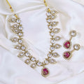 Jaipuri Cubic zirconia Stone Work Neclace Earrings Set For Wedding