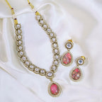 Festive Teardrop Necklace Earrings Pakistani Jewelry Set For Women