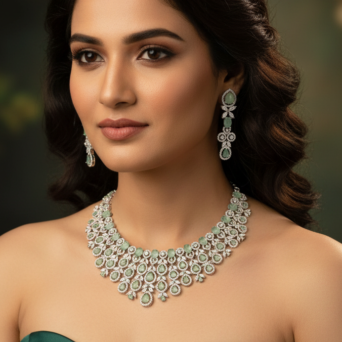 American Diamond Jewellery Set – Elegant Indian Gemstone Jewellery | Libasaa Traditional Indian Bridal Jewellery