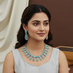Silver-Plated Multicolor Stone Necklace Set | Indian Jewellery | Stone Jewellery Indian Neckles Set With Matching Earring Set